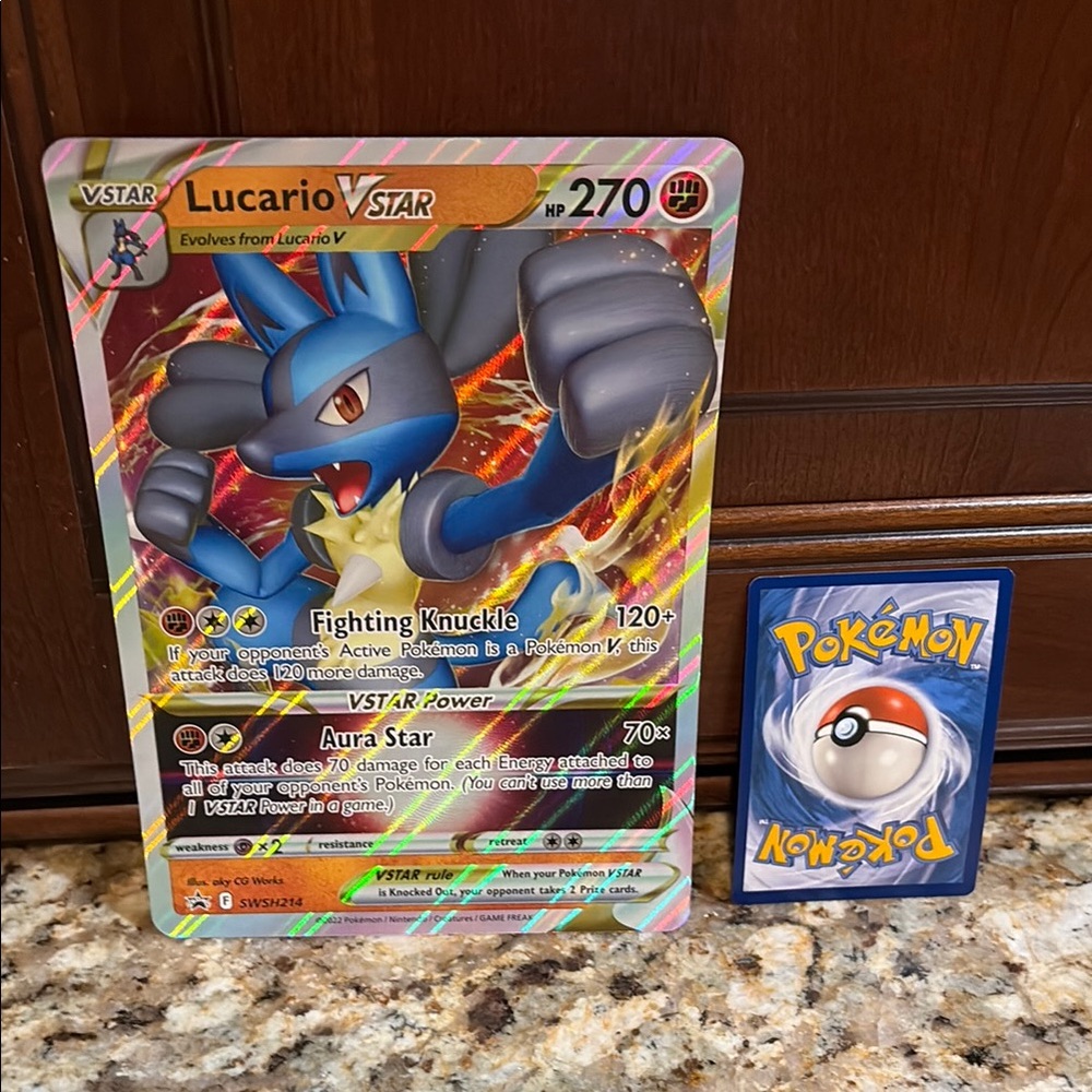 Pokemon Lucario VSTAR Trading Card - Blue and Gray